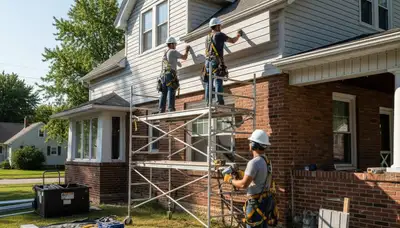 Buffalo, NY siding contractor installing durable vinyl siding on a home