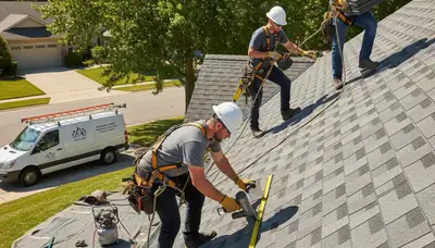 Roof installation crew working on a Buffalo, NY home for FX Remodeling & Exteriors