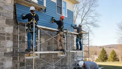 Vinyl siding installation in Buffalo, NY for a residential home exterior improvement project