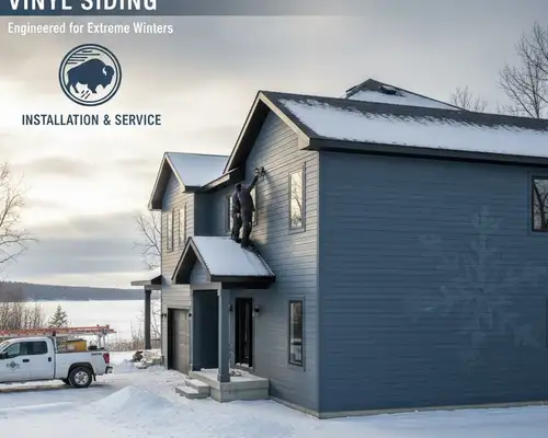 Vinyl siding built for Buffalo, NY winter weather on a siding services homepage widget